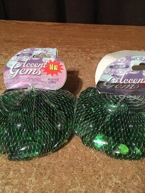 LOT OF 2 CRAFTERS SQUARE GREEN ACCENT GEMS 14 OZ. EACH DECORATING
